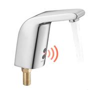 VEVOR Grifo de Lavabo sin Contacto, de Latón, Grifo Automático para Inodoro de Agua Fría con Un Solo Orificio, a Pilas con Sensor, Alcance 16 cm, Cromado Plateado, 90 x 62 x 150 mm, 7,6 L/min
