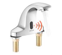 VEVOR - Grifo de lavabo sin contacto (plata cromada) para baño, grifo automático de lavabo (solo agua fría), grifo con sensor para lavabo, grifo alimentado por batería, para uso comercial