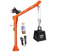 VEVOR Grúa Eléctrica para Camioneta 499 kg con Control Remoto, Plegable, con Control con Cable e Inalámbrico, Pluma Telescópica de 3 Posiciones, Giro de 360° y Doble Cable para Elevación de Equipos