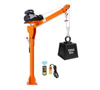 VEVOR Grúa Eléctrica para Camioneta Capacidad 499 kg, Polipasto Eléctrico, Base Plegable de Acero, Control Remoto con Cable e Inalámbrico, Pluma Telescópica 360°, Grúa Pickup para Elevación de Equipos