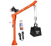 VEVOR Grúa elevadora con cabrestante eléctrico de 12V, capacidad de carga de 499 kg, grúa elevadora para talleres y almacenes, acero al carbono, brazo telescópico, rodamientos giratorios de 360°, cont