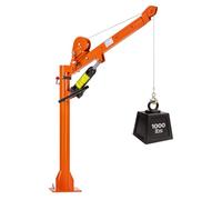 VEVOR Grúa para Camioneta Capacidad de Carga 453,6 kg, con Enganche, Gato Hidráulico, Cabrestante Manual, Pluma Telescópica Rotación 360°, Base de Acero Plegable, Grúa Pickup para Elevación de Equipos