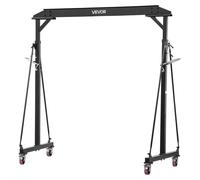 VEVOR Grúa portátil con capacidad de carga de 997,9 kg, grúa elevadora de acero con ajuste de altura de 243-363 cm, grúa robusta para talleres. Incluye ruedas giratorias de 360° con freno. Grúa elevad