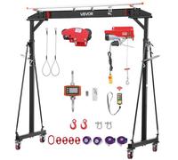 VEVOR Grúa Pórtico Capacidad de 997 kg, Grúa Pórtico Móvil con Carro Manual, Polipasto Eléctrico, Ruedas con Bloqueo, Altura Ajustable de 243 a 363 cm para Taller, Garaje, Almacén y Cargas Pesadas