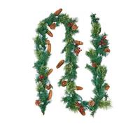 VEVOR Guirnalda Navideña Largo de 275 cm Guirnalda Artificial con Cadena de Luces Decoración para Navidad con Bayas Rojas, Piñas y Agujas de Pino, Corona para Escalera, Repisa, Chimenea, Puerta
