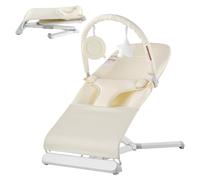 VEVOR, hamaca plegable para bebés, ideal para recién nacidos, con dos posiciones y barra de juguetes giratoria. Silla de bebé ligera y fácil de transportar, color beige