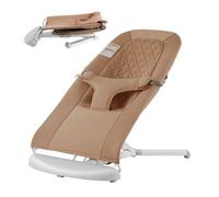 VEVOR Hamaca Portátil Plegable para Bebés de 0 a 9 Meses, con 2 Ángulos Reclinables y Arnés de 3 Puntos, con Bolsa de Transporte para Interiores y Exteriores, Carga 9 kg, Camello, 651 x 410 x 600 mm