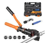 Alicate hidráulico para tuberías VEVOR, con 5 mordazas de tipo M. Alicate manual para crimpar, ideal para tuberías de acero inoxidable y cobre, incluye juego de contornos M12, M15, M18, M22 y M28, ade
