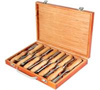 VEVOR Herramientas de Torno Madera 12 Piezas para Tornear Madera Gubias con Caja de Almacenamiento Kit de Herramientas de Talla de Madera Juego de Tallas para Tornos HSS de 12 Piezas para Tornear Made