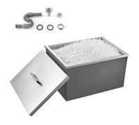 VEVOR Hielera Empotrable de 42,9 L, Contenedor de Hielo de Acero Inoxidable, Depósito de Hielo 558 x 430 x 310 mm con Tapa para Exterior y Tubo de Drenaje, para Cocina al Aire Libre, Fiestas