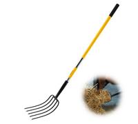 VEVOR Horca de Jardín Resistente de 5 Dientes con Mango de Fibra de Vidrio, con Empuñadura en Y, Acero Forjado, Antideslizante, para Heno, Papa, Compostaje, Trasplante y Aireación, 1450 x 245 mm