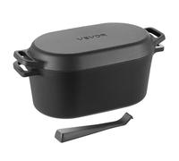 VEVOR Horno Holandés de Hierro Fundido Esmaltado de 3,31 L, para Hornear Pan de Masa Madre, Olla Robusta con Tapa y Asas, hasta 260 °C, para Guisos, Cocinar y Freír, Negro, 330 x 170 x 150 mm