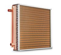 VEVOR Intercambiador de calor agua a aire, 20 x 20 pulgadas con puertos de cobre de 3 filas de 3/8 pulgadas, intercambiador de calor de 242 aletas de aluminio para hornos de madera al aire libre, cale