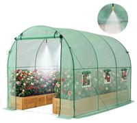 VEVOR, invernadero de 2,93 x 1,97 x 1,94 m, invernadero de plástico, túnel de plástico con sistema de riego, estructura de acero, cubierta de PE, puerta enrollable con cremallera y 6 ventanas, inverna