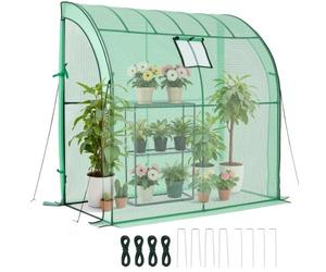 VEVOR Invernadero de Exterior 198 x 100 x 200 cm, Invernadero de Jardín con Ventana y Puertas Enrollables, Accesorios de Estacas y Cuerdas, Vivero Casero para Plantas Verduras Flores en Terraza Patio