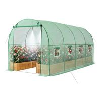 VEVOR Invernadero de Exterior 4,48 x 1,97 x 1,97 m, Invernadero de Túnel con Ventanas Puerta Enrollable Sistema de Riego, Marco de Acero Cubierta de PE, para Cultivos Plantas Verduras en Jardín, Verde