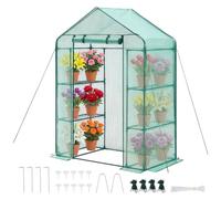 VEVOR Invernadero de Jardín 141x74,5x205 cm Carpa Lona de PE de Alta Resistencia para Plantas con 4 Estantes, Puerta y Ventanas Marco de Acero Montaje Fácil Ideal para Plantar Flores Almacenamiento