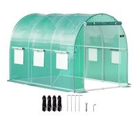 VEVOR Invernadero de Túnel 3 x 2,1 x 2,1 m Invernadero de Jardín Tipo Túnel con 6 Ventanas de Malla Marco de Acero Invernadero Caseta de Jardín Huerto Blanco para Cultivo de Plantas Flores Verduras