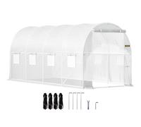 VEVOR Invernadero de Túnel 4,6 x 2,1 x 2,1 m Invernadero de Jardín Tipo Túnel con 8 Ventanas de Malla Marco de Acero Invernadero Caseta de Jardín Huerto Blanco para Cultivo de Plantas Flores Verduras
