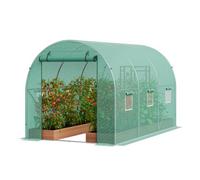 VEVOR Invernadero Túnel 292x196x190 cm Carpa Refugio para Plantas Estructura de Acero Galvanizado Cubierta de PE Puerta Enrollable con Cremallera 6 Ventanas para Cultivo de Verduras Flores, Verde