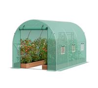 VEVOR Invernadero Túnel 345x195x192 cm Carpa Refugio para Plantas con Estructura de Acero Galvanizado Cubierta de PE Puerta Enrollable con Cremallera 6 Ventanas para Cultivo de Verduras Flores, Verde