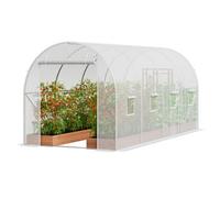 VEVOR Invernadero Túnel 445x194x192 cm Carpa Refugio para Plantas con Estructura de Acero Galvanizado Cubierta de PE Puerta Enrollable con Cremallera 8 Ventanas para Cultivo de Verduras Flores, Blanco