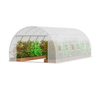 VEVOR Invernadero Túnel 590x295x198 cm Carpa Refugio para Plantas Estructura de Acero Galvanizado Cubierta de PE Puerta Enrollable con Cremallera 12 Ventanas para Cultivo de Verduras Flores, Blanco