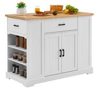 VEVOR - Isla de cocina con carrito, barra de desayuno de madera de 46" con gabinete de almacenamiento, mesa de cocina rústica con estante ajustable, cajón, para comedor, cocina, sala de estar, color b