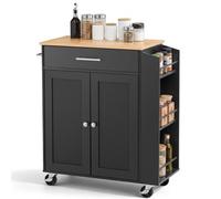 VEVOR Isla de Cocina Móvil con 1 Cajón Encimera de 64 x 38 x 1,5 cm Negro