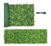 VEVOR Jardín Vertical Artificial 101,6 x 304,8 cm 1 Unidad, Panel Decorativo de Pared, Hojas Verdes y Flores Violetas, Pantalla de Privacidad, Planta de Decoración para Exterior Interior Boda Terraza