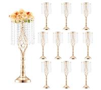 VEVOR Jarrón de Flores de Cristal para Boda Alto de 55 cm Jarrón Urna para Centro de Mesa 10 Piezas Soporte de Flores de Mesa para Decoración de Bodas, Fiestas, Ceremonias, Cumpleaños, Eventos