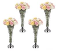 VEVOR Jarrones Decorativos, Paquete de 4 Piezas, Floreros de Trompeta de Cristal, Altura de 51 cm, Centro de Mesa para Boda, Diseño Moderno, Decoración para Banquete Ceremonia Fiesta Recepción Hogar
