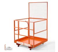 VEVOR Jaula de Seguridad para Montacargas 1225 x 1148 mm, Carga 635 kg, con Ruedas, Panel de Malla, Plataforma de Trabajo de Acero con Pasadores de Bloqueo para Carretilla Elevadora, Trabajo en Altura