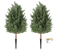 VEVOR, Juego de 2 árboles artificiales de boj con estaca para clavarse en el suelo. Set de 2 arbustos y matorrales artificiales, árbol de seda falso que parece real, ideal para decoración en exteriore