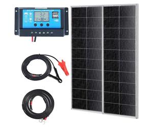 VEVOR, juego de 2 paneles solares de 200W, módulos solares monocristalinos de 12V, más regulador de carga de 16,66A. Sistema solar con una tasa de conversión del 23%. Compatible con baterías AGM, GEL,