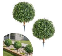 VEVOR: Juego de 2 topiarios artificiales de boj con estaca para clavarse en el suelo. Plantas artificiales de 559 mm, ideales para decoración, porches, espacios interiores y exteriores, terrazas, jard