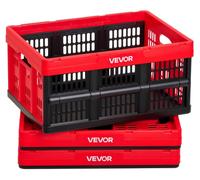 VEVOR, juego de 3 cajas plegables de 32 litros, cajas de almacenamiento plegables de plástico, cestos apilables con asas, capacidad de carga de 12 kg por caja, cajas plegables, ideales para la organiz
