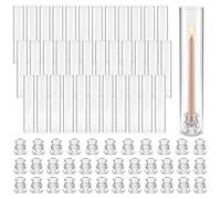 VEVOR, juego de 36 cilindros de vidrio para velas, portavelas tipo farol de 65x350 mm, vasos para velas de vidrio de borosilicato, candelabros sin base, cubierta resistente al viento para portavelas,