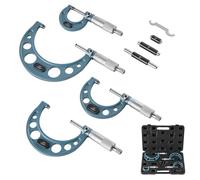 VEVOR Juego de 4 Micrómetros para Maquinista, 0-25,4 mm, 25,4 mm-50,8 mm, 50,8 mm-76,2 mm y 76,2 mm-101,6 mm, Precisión Ultrarrápida de ±0,003 mm, para Metalurgia e Ingeniería, 210 x 110 x 22 mm