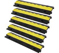 VEVOR - Juego de 5 rampas protectoras para cables de 2 canales, fabricadas con TPU y TPR. Dimensiones: 91,8 x 25 x 4,3 cm. Capacidad de carga: 10000 kg (por eje). Diseño antideslizante. Ideal para est