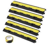 VEVOR - Juego de 5 rampas protectoras para cables de 2 canales, también conocidas como puentes para cables, fabricadas en goma y PVC. Dimensiones: 98 x 24 x 4,5 cm. Capacidad de carga: 5443 kg por eje