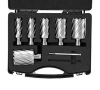 VEVOR Juego de 6 Brocas Perforadoras Cortadoras Anulares con Accesorios Vástago Weldon Diámetro 25-50,8 mm Profundidad de 2"/50,8mm en Acero Rápido HSS Accesorios para Perforación Magnética en Metales
