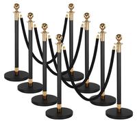 VEVOR, juego de 8 postes de señalización, sistema de control de multitudes con 6 cuerdas de terciopelo (1,5 m), soportes de señalización con base rellenable. Ideal para conciertos, exposiciones, hotel