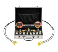 VEVOR Juego de Acoplamientos de Prueba de Presión Hidráulica Digital, con 2 Manómetros 0-700 Bar, 9 Acoplamientos de Prueba y 2 Rápidos, 2 Mangueras para Excavadoras y 1 de Construcción, Negro