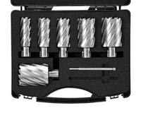 VEVOR Juego de Brocas de Núcleo 6 Piezas Cortador Anular Accesorios Universales Diámetro 25-50,8 mm Profundidad de Perforación 2"/50,8 mm HSS Accesorios de Taladro Magnético de Acero Alta Velocidad