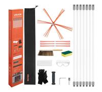 VEVOR Juego de Cepillos para Chimenea Cuadradas y Rectangulares, Todo en Uno, Longitud Máxima de 7 m, Juego de Deshollinador de Chimenea Flexible a 90°, con Una Completa Selección de Accesorios