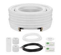 VEVOR Juego de Conducto Refrigerante de Cobre Largo de 15,24 m, Tubo de Cobre Aislado 9,5 mm 15,9 mm para Sistema de Mini-split de Aire Acondicionado, Tubo de Bobina Aislante de PE Espesor de 9,5 mm