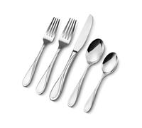 VEVOR Juego de Cubiertos de 30 Piezas, de Acero Inoxidable de Grado Alimenticio, con Acabado de Espejo, Vajilla Apta para Lavavajillas para la Cocina del Hogar, Servicio para 6, Incluye Cuchillo