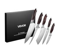 VEVOR Juego de Cuchillos de Cocina de 5 Piezas, de Acero Inoxidable de Alto Carbono, Duraderos y Resistentes a la Corrosión, con Mango Ergonómico y Resistente a la Rotura para Un Corte Preciso