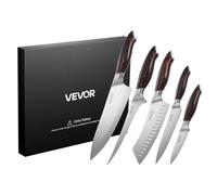 VEVOR Juego de Cuchillos de Cocina de 5 Piezas, de Acero Inoxidable de Alto Carbono, Duraderos y Resistentes a la Corrosión, con Mango Ergonómico y Resistente a la Rotura para Un Corte Preciso
